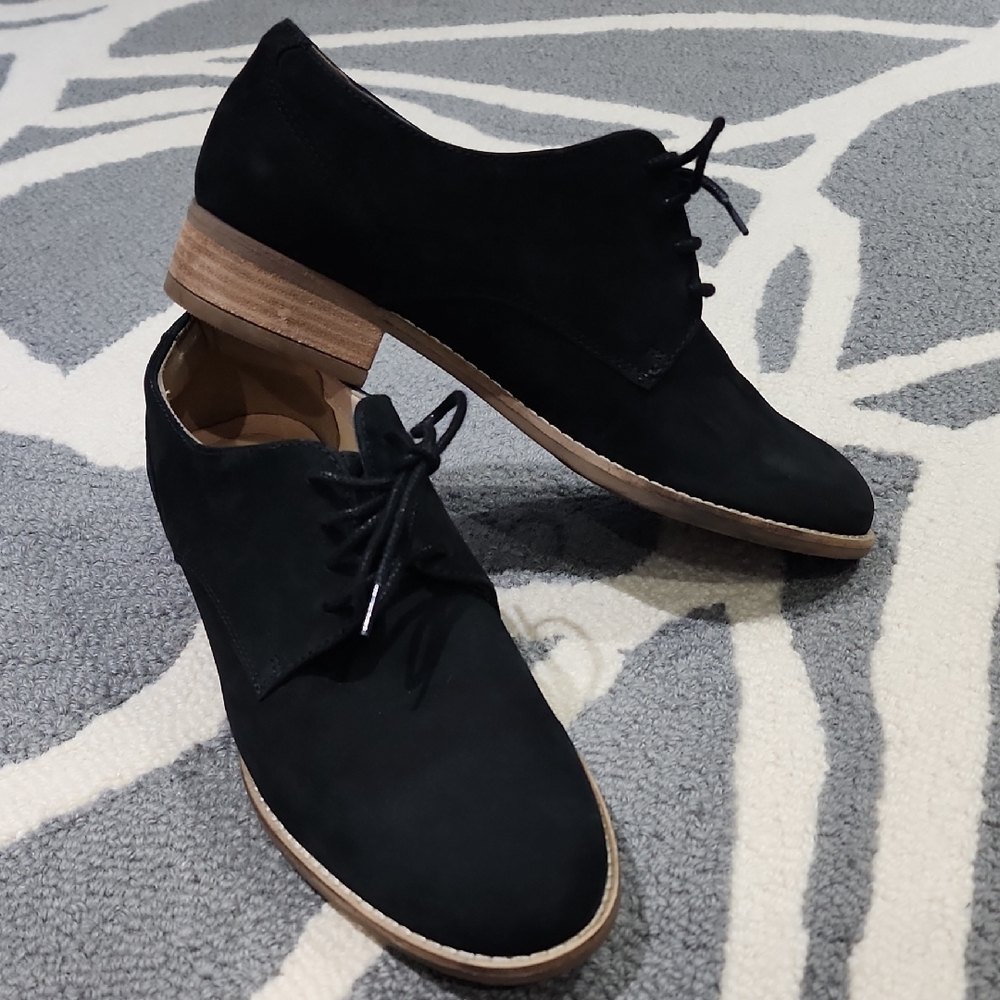 Black Suede Lace-Up Oxfords